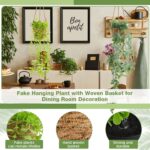 Giegxin Summer Mini Hanging Artificial Plant with Woven Basket Boho Fake Plants ... - Image 4