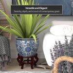 Red Lantern 14" Floral Blue & White Porcelain Fishbowl Planter or Cachepot for I... - Image 4
