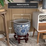Red Lantern 14" Floral Blue & White Porcelain Fishbowl Planter or Cachepot for I... - Image 5