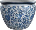 Red Lantern 14" Floral Blue & White Porcelain Fishbowl Planter or Cachepot for I... - Image 7