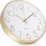 Wall Clock 12 Inch Non-Ticking Silent Modern Simple Style Round Decor Clock Gold... - Image 3