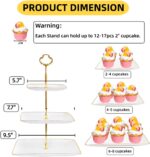 2 Pack RAUVOLFIA Plastic 3 Tier Cupcake Stand with Gold Rim, Plastic Tiered Serv... - Image 3