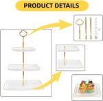 2 Pack RAUVOLFIA Plastic 3 Tier Cupcake Stand with Gold Rim, Plastic Tiered Serv... - Image 4