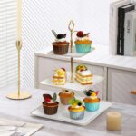 2 Pack RAUVOLFIA Plastic 3 Tier Cupcake Stand with Gold Rim, Plastic Tiered Serv... - Image 7
