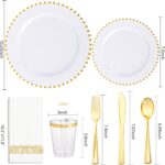 LIYH 350 Pcs White and Gold Plastic Plates - Elegant Disposable Gold Plastic Din... - Image 3