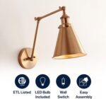 JONATHAN Y 7" Brass Gold Classic Industrial Metal Adjustable Arm LED Wall Sconce... - Image 4