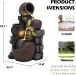 TITIMO Outdoor Water Fountain with Flower Pot and Lights - Cascading Pitchers Fa... - Image 5