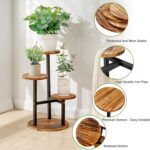 VECELO 3 Tier Plant Stand Indoor Outdoor, Tall Metal Wood Flower Shelf for Multi... - Image 4