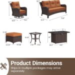 7 Pieces Outdoor Furniture Set with 6-inch Cushions, High Back Wicker Swivel Roc... - Image 6