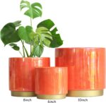 Gepege Peach Indoor Plant Pots for Plants, Large Ceramic Planter with Drainage H... - Image 9
