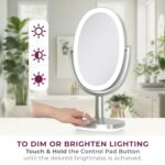 Zadro Newport 10" by 18" Oval LED Lighted Makeup Mirror with Magnification 5X/1X... - Image 6