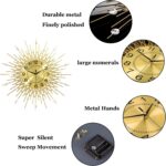 Large Wall Clock for Living Room Decor Big Modern Golden Crystal Silent Wall Clo... - Image 7