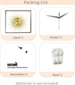 Large Wall Clock for Living Room Decor Big Modern Golden Crystal Silent Wall Clo... - Image 8