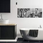 Framed Funny Movie Bathroom Canvas Wall Art Set of 2 – Black and White Vintage C... - Image 9