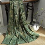 Velvet Green Curtain Leaves Bedroom and Living Room high-end Gold foil Printing ... - Image 5