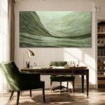 MLART99 Oversized Green and Gold Abstract Wall Art 29x58 Inch Modern Canvas Pain... - Image 8