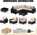 JOYURE 6 Pieces Patio Furniture Set All-Weather Outdoor Wicker Sectional Convers... - Image 4