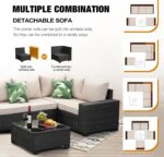 JOYURE 6 Pieces Patio Furniture Set All-Weather Outdoor Wicker Sectional Convers... - Image 8