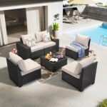 JOYURE 6 Pieces Patio Furniture Set All-Weather Outdoor Wicker Sectional Convers... - Image 9