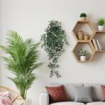 LOYWREE Small Artificial Hanging Mandala Plant with Pot Faux Plants Indoor Fake ... - Image 4