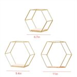 Gold Hexagon Wall Shelves Set of 3 - Floating Metal Shelves for Wall Mounted Dec... - Image 4