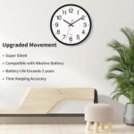 Foxtop Black Wall Clock Silent Non-Ticking 12 Inch Quartz Battery Operated Round... - Image 4