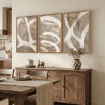 Large Framed Neutral Abstract Wall Art, Set of 3 Piece Modern Canvas Prints Pain... - Image 3