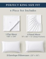 LANE LINEN 100% Organic Cotton King Size Sheets Set, Soft & Comfy All Season Bre... - Image 5