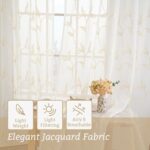 VISIONTEX Sheer Curtains 84 Inches Long 2 Panels Set Cream Beige Embroidered Flo... - Image 4