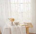 VISIONTEX Sheer Curtains 84 Inches Long 2 Panels Set Cream Beige Embroidered Flo... - Image 5