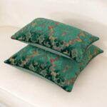 Alerfa Boho Green Floral Throw Pillow Cover 18x18 Inch Cut Velvet Sqaure Luxury ... - Image 5