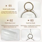 Brass Glass Candle Holders Set of 2 (5"x11" & 4.5"x7.6"), Metal Candle Holder wi... - Image 7
