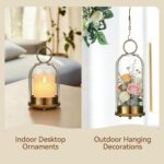 Brass Glass Candle Holders Set of 2 (5"x11" & 4.5"x7.6"), Metal Candle Holder wi... - Image 8