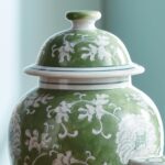 Napa Home & Garden 14" Imperial Lotus Green & White Lidded Premium Luxury Decora... - Image 3