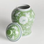 Napa Home & Garden 14" Imperial Lotus Green & White Lidded Premium Luxury Decora... - Image 8