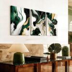 AUUAUU 3 Pcs Green Black Gold Abstract Wall Art Modern Marble Fluid Art Canvas P... - Image 4