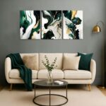 AUUAUU 3 Pcs Green Black Gold Abstract Wall Art Modern Marble Fluid Art Canvas P... - Image 5