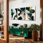 AUUAUU 3 Pcs Green Black Gold Abstract Wall Art Modern Marble Fluid Art Canvas P... - Image 6
