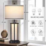 27" Tall Vintage Table Lamp Set of 2 with USB C+A & Outlet,Black Industrial End ... - Image 3