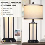 27" Tall Vintage Table Lamp Set of 2 with USB C+A & Outlet,Black Industrial End ... - Image 4