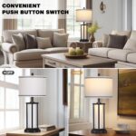 27" Tall Vintage Table Lamp Set of 2 with USB C+A & Outlet,Black Industrial End ... - Image 5
