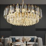 23.6" Modern Crystal Chandelier Gold 3-Tier Luxury Pendant Light Gold Plated Cei... - Image 4