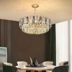 23.6" Modern Crystal Chandelier Gold 3-Tier Luxury Pendant Light Gold Plated Cei... - Image 6