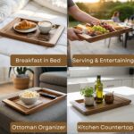 PANDAWOOD Wood Serving Tray - Large Acacia Wooden Tray for Coffee Table Ottoman ... - Image 5
