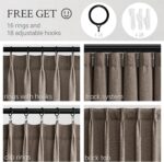 96 Inches Long Pleated Sheer Curtains,Dark Linen Blended Light Filtering Window ... - Image 4