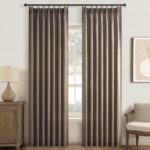 96 Inches Long Pleated Sheer Curtains,Dark Linen Blended Light Filtering Window ... - Image 8