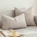 vctops Rustic Lattice Cotton Linen Decorative Throw Pillow Cover Embroidery Squa... - Image 3