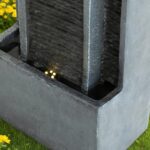 Outdoor Water Fountain, 40 Inch Modern Floor Standing Cascading Waterfall with C... - Image 6