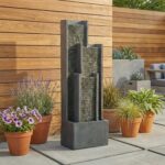 Outdoor Water Fountain, 40 Inch Modern Floor Standing Cascading Waterfall with C... - Image 7