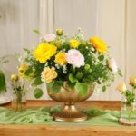 Retro Gold Vases for Centerpieces Set of 2 Brass Metal Vases for Flowers Decorat... - Image 3